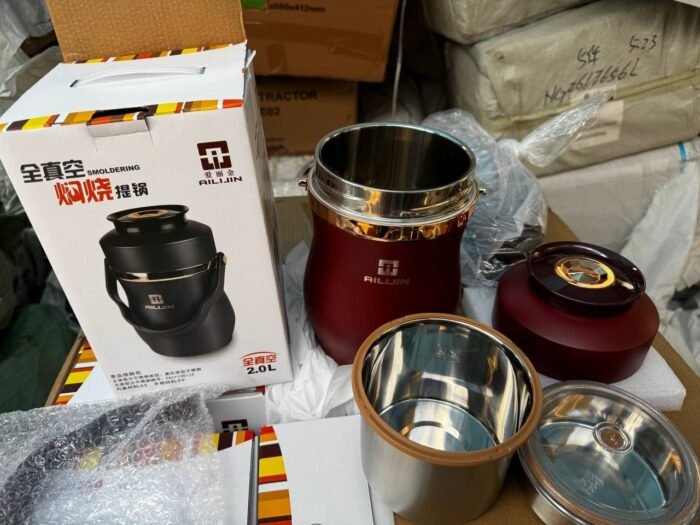2LTR QUALITY AILIJIN DOUBLE DECKED STAINLESS STEEL FOOD FLASK - Image 2