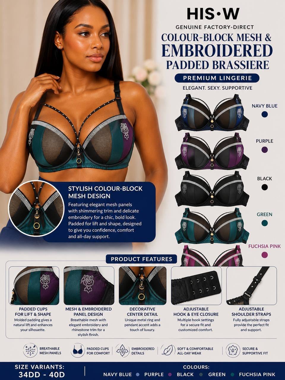 2026/08/1000710999.jpg HIS.W QUALITY SILKY STONED PADDED BRA/BRASSIERE DESIGN 02 - Image 1