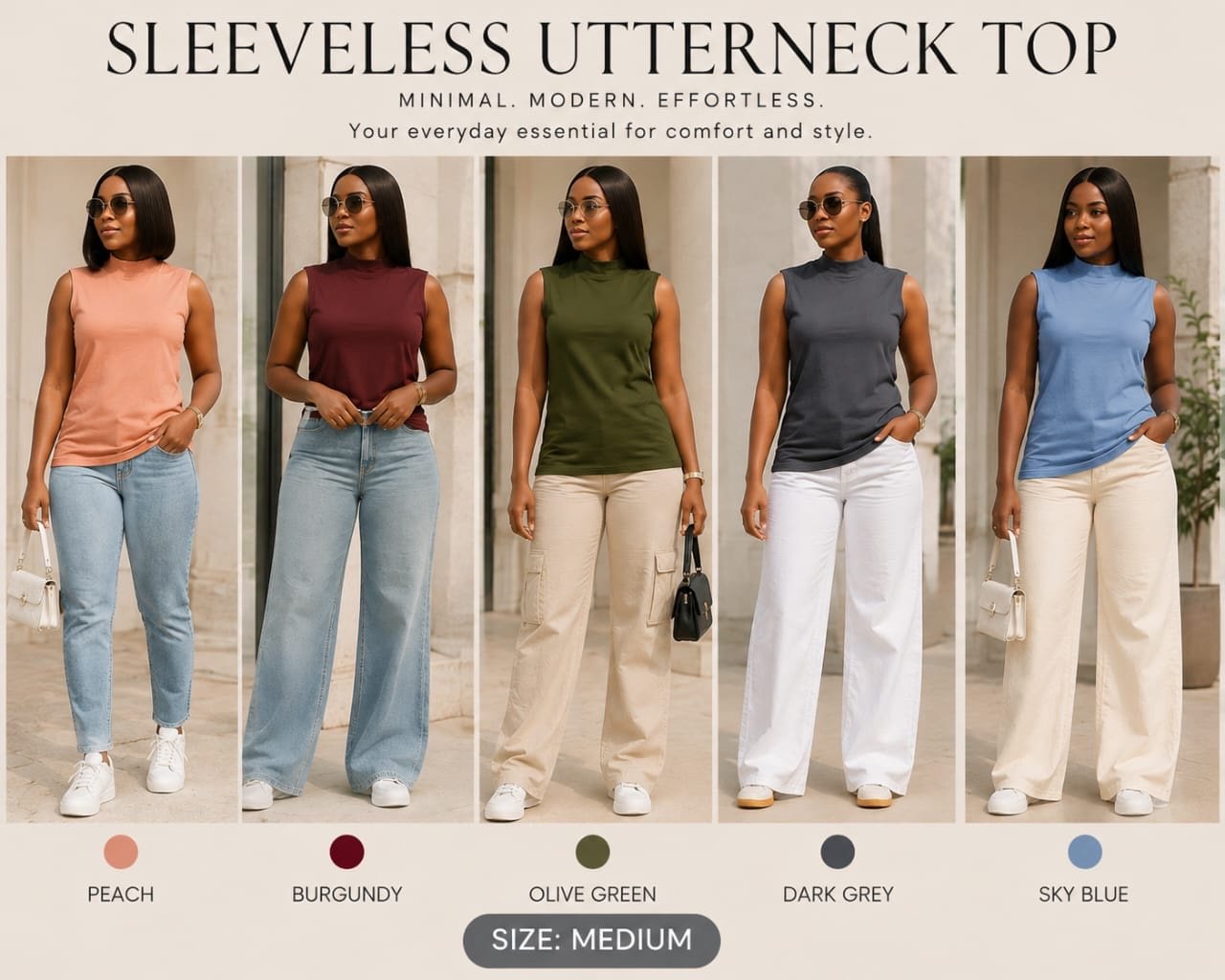 38373221-03c3-4ba0-93c2-fcb3772dff06 TIMELESS SLEEVELESS UTTERNECK TOP (SIZE M) - Image 1