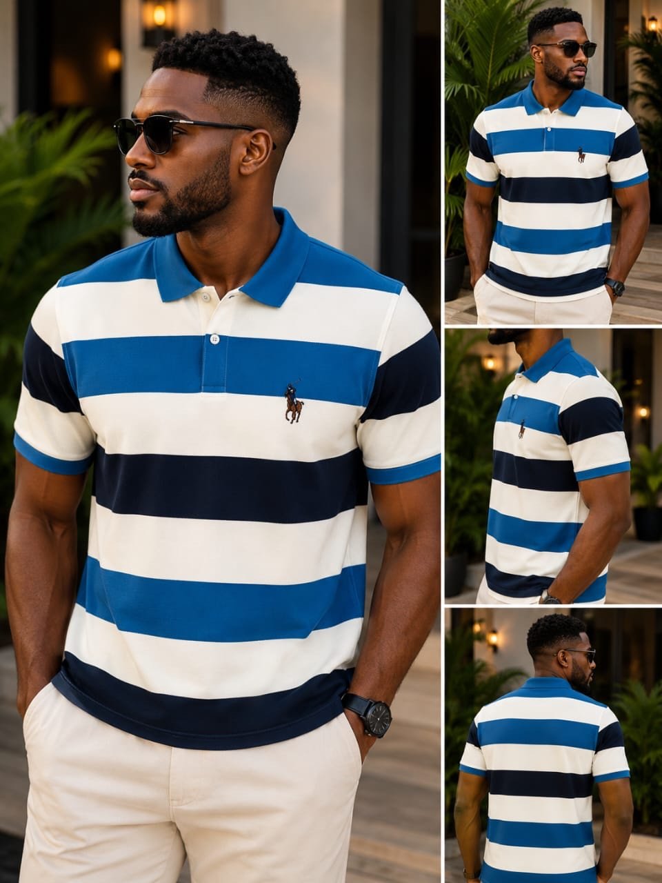 4edd175e-72d1-41bf-bcdf-99764e2955ba CLASSIC STRIPPED SHORT SLEEVE POLO WITH BUTTON - Image 1