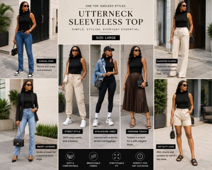 TIMELESS SLEEVELESS UTTERNECK TOP (SIZE L) - Image 3