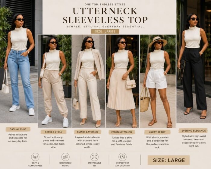 TIMELESS SLEEVELESS UTTERNECK TOP (SIZE L) - Image 4