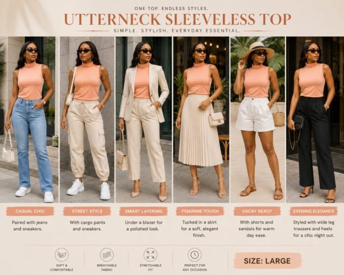 TIMELESS SLEEVELESS UTTERNECK TOP (SIZE L) - Image 2