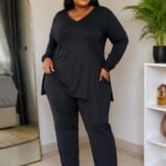 VERSATILE V-NECK COMFY 2PIECE LADIES WEAR SET (SIZE 4XL)