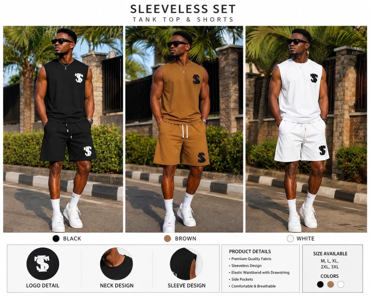 c65287be-ef0c-4b39-8895-063ab99d5a8a DESIGNER SLEEVELESS TOP AND SHORT SET - Image 1