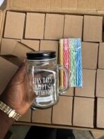 480ML GLASS CUP WITH RUBBER STRAW - Image 3