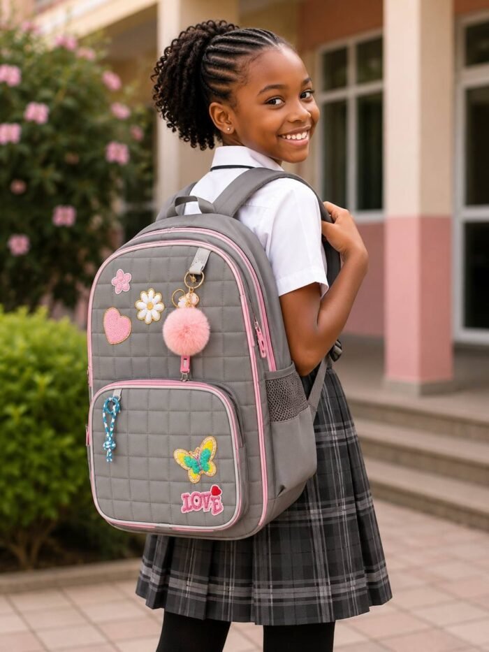 QUALITY CLASSY GIRLIE AESTHETIC SCHOOL BAG WITH SMALL STATIONERY CASE DESIGN 6Suitable for primary 4-jss2 - Image 3