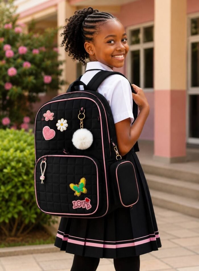 QUALITY CLASSY GIRLIE AESTHETIC SCHOOL BAG WITH SMALL STATIONERY CASE DESIGN 6Suitable for primary 4-jss2 - Image 5