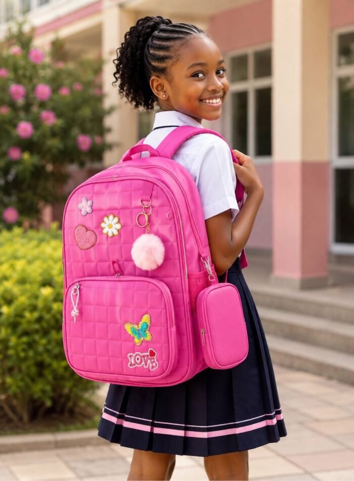 QUALITY CLASSY GIRLIE AESTHETIC SCHOOL BAG WITH SMALL STATIONERY CASE DESIGN 6Suitable for primary 4-jss2 - Image 6
