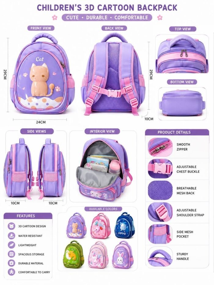 CUTE KIDDIES CHARACTER HARD SHELL BEGINNER SCHOOL BAG DESIGN 9 - Image 9
