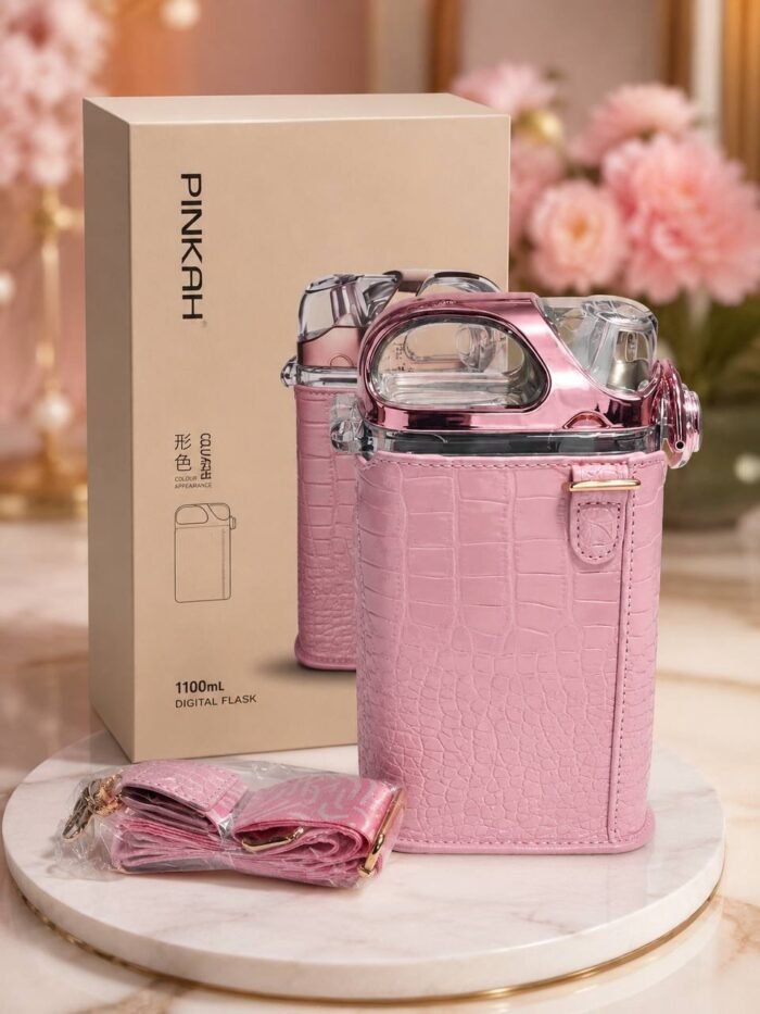 500ML QUALITY FANCY CROC SKIN LEATHER BAG WATER BOTTLE WITH STRAW DESIGN 3 - Image 5