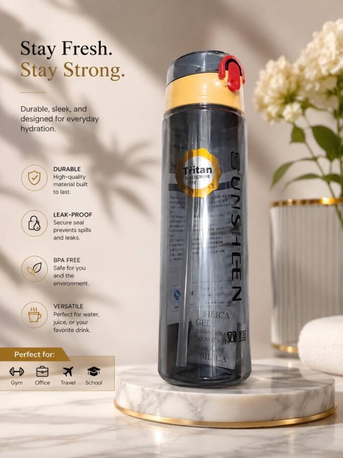 960ML QUALITY STRONG WATER BOTTLE WITH STRAW DESIGN 7 - Image 3