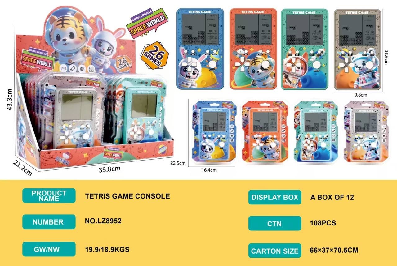 img_7433 BIG SIZE LCD MONOCHROME SCREEN HANDHELD ELECTRONIC TETRIS GAME CONSOLE(26 Built in games) - Image 1