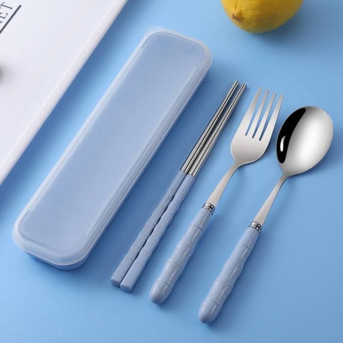KIDS CUTLERY SPOON,FORK WITH CHOPSTICK IN A CASE DESIGN 2 - Image 2