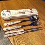 TEENAGERS AND KIDS CUTLERY SPOON,FORK WITH CHOPSTICK IN A CASE DESIGN 3 - Image 2