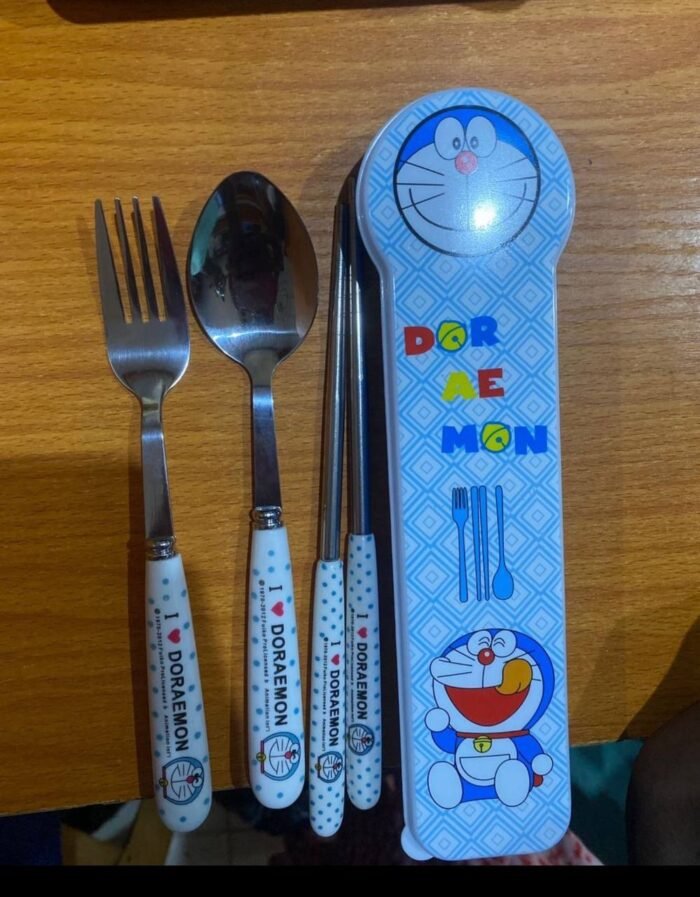 TEENAGERS AND KIDS CUTLERY SPOON,FORK WITH CHOPSTICK IN A CASE DESIGN 3 - Image 3