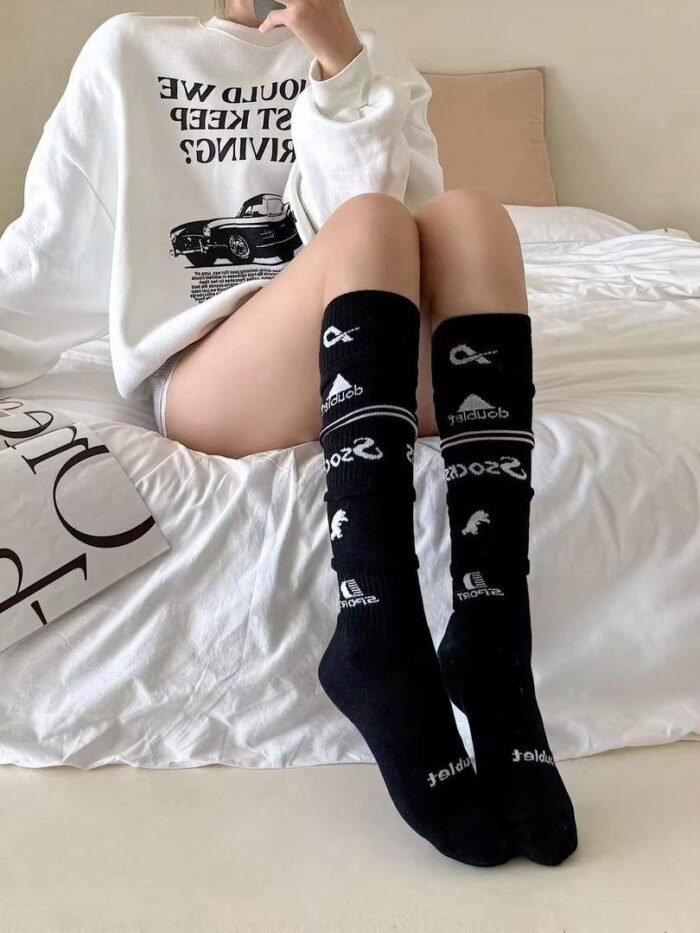 MULTI LAYER LONG TUBE SLOUCH TRENDY STYLISH GEN Z GIRLIE SOCKS - Image 2