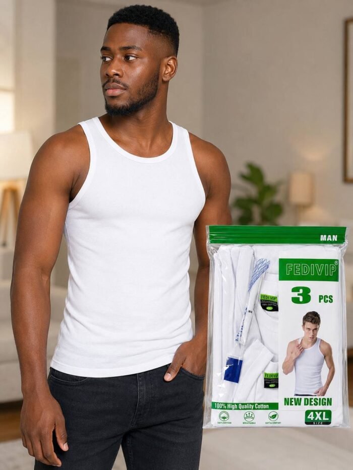 3IN1 QUALITY 💯 PURE COTTON ADULT SINGLET WITH FREE PEN(BTS) - Image 2
