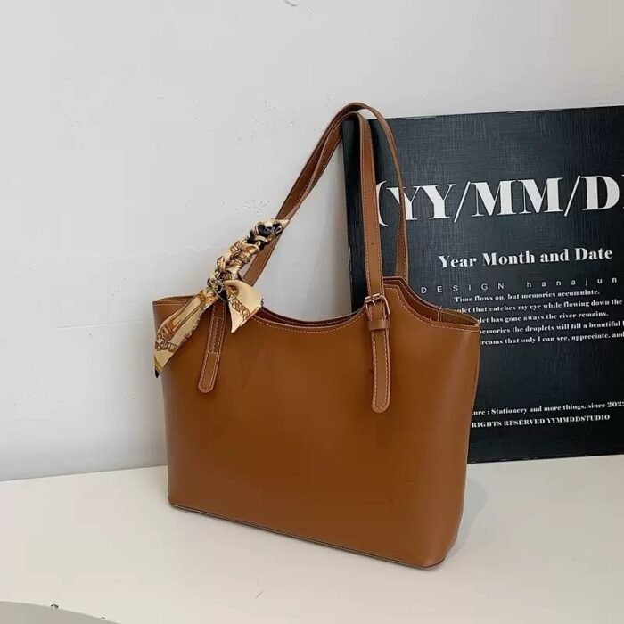 TOLUWALASE QUALITY LEATHER TOTE BAG WITH SCARF - Image 4