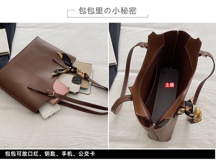 TOLUWALASE QUALITY LEATHER TOTE BAG WITH SCARF - Image 2