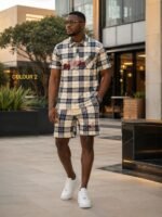 EXCLUSIVE MEN PLAID CHECK POLO AND SHORT SET - Image 6