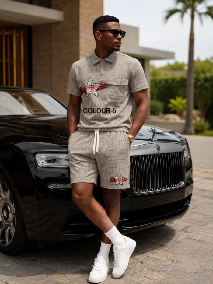 EXCLUSIVE MEN PLAID CHECK POLO AND SHORT SET - Image 2