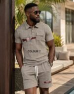 EXCLUSIVE MEN PLAID CHECK POLO AND SHORT SET