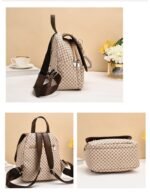 QUALITY PU-LEATHER CHECK DESIGN FANCY BACKPACK WITH KEYCHAIN - Image 2