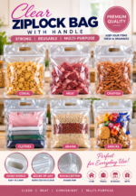 (CODE H) 12PC VERTICAL REUSABLE FLAT BOTTOM  GUSSET ZIPLOCK STORAGE/PACKAGING BAG - Image 3