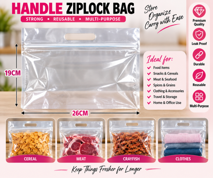 CODE V) 12PC HORIZONTAL REUSABLE FLAT BOTTOM  GUSSET ZIPLOCK STORAGE/PACKAGING BAG - Image 3