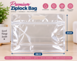 CODE V) 12PC HORIZONTAL REUSABLE FLAT BOTTOM GUSSET ZIPLOCK STORAGE/PACKAGING BAG - Image 2