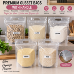 (CODE H) 12PC VERTICAL REUSABLE FLAT BOTTOM  GUSSET ZIPLOCK STORAGE/PACKAGING BAG