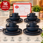 16PC QUALITY THICK EUROPEAN LUXURY FINE CERAMIC STONEWARE DINNER SET•••BLUE(Code S25)                          4 Serving plate
4 Side plate
4 Soup bowls
4 Cups