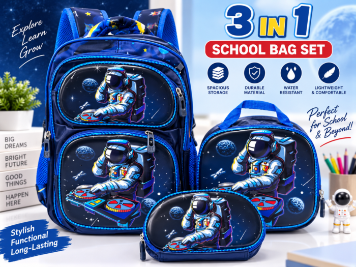 3IN1 CUTE 3D CARTON CHARACTER SCHOOL BAG,LUNCH BAG,PENCIL CASE(Perfect primary class) - Image 4