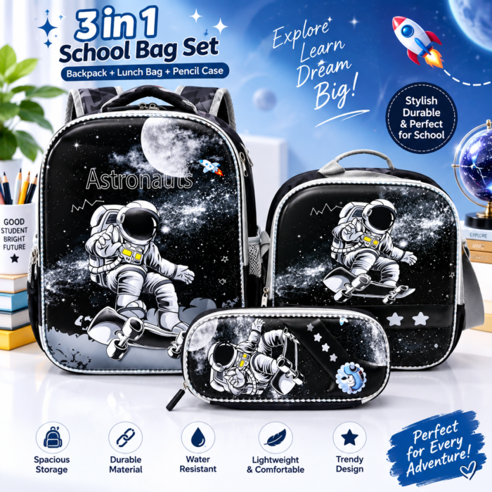 3IN1 CUTE 3D CARTON CHARACTER SCHOOL BAG,LUNCH BAG,PENCIL CASE(Perfect for Nursery to lower primary class) - Image 2