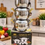 EL-8828 ELERANBE 6PC QUALITY STAINLESS COOKEWARE POT SET WITH METAL LID SIZE 24,26,28CM