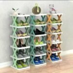 X SHAPE 6 LAYER SPACE SAVING FOLDABLE DOORSTEP SHOE RACK