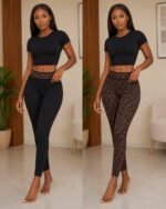 2in1 or 2 way use Fendi/black thick stretchy leggings. Comes in a fancy plastic pack(one size fits all size 10-18) - Image 2