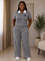 MIU MIU INSPIRED KNIT 2PIECE SETS  (SHORT-SLEEVED POLO TOP AND TROUSER) - Image 3