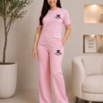 CELINE INSPIRED KNIT 2PIECE SETS  (SHORT-SLEEVED POLO TOP AND TROUSER)