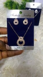 ROYAL BLOOM ZIRCONIA EARRING AND CHAIN SET DESIGN GOLD - Image 2