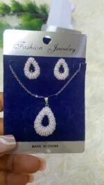 ROYAL BLOOM ZIRCONIA EARRING AND CHAIN SET DESIGN SILVER - Image 10