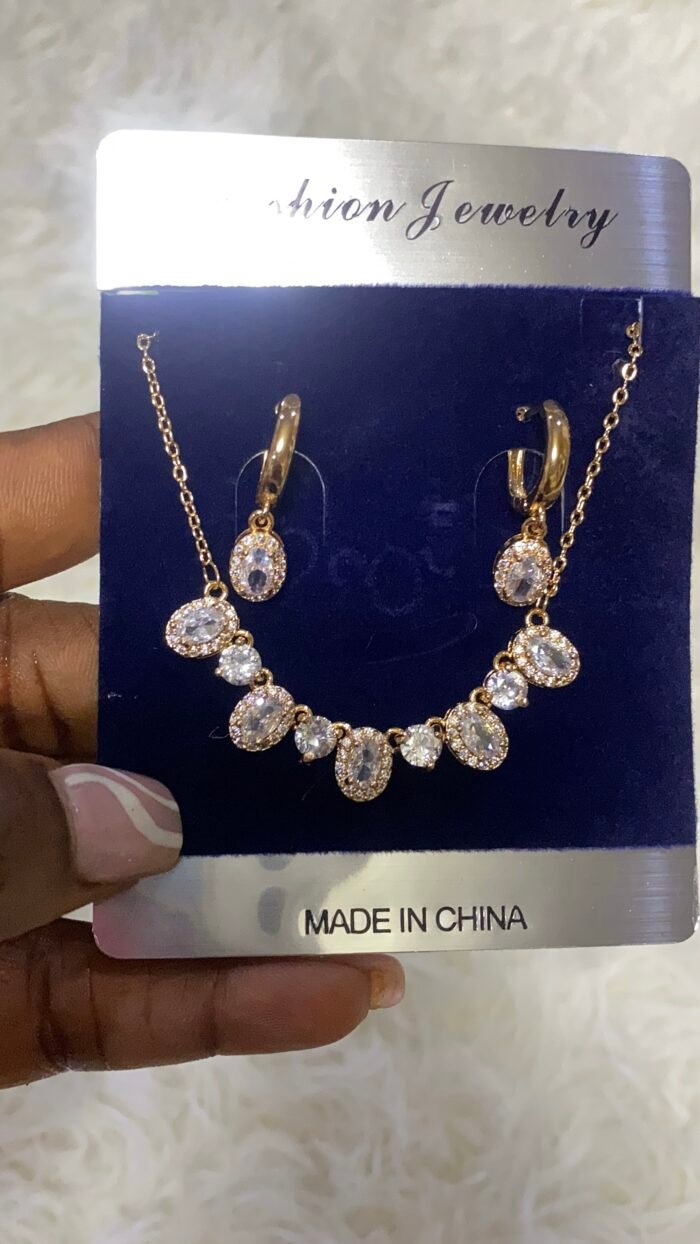 ROYAL BLOOM ZIRCONIA EARRING AND CHAIN SET DESIGN GOLD - Image 18