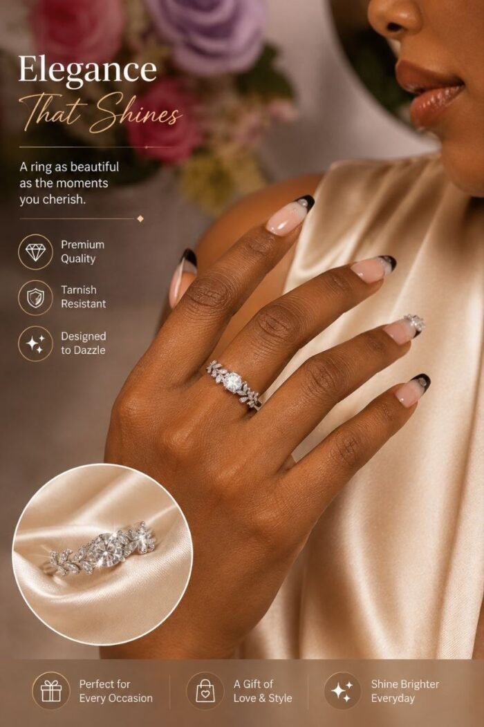 SILVER ADJUSTABLE ENGAGEMENT RING - Image 2
