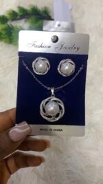 ROYAL BLOOM ZIRCONIA EARRING AND CHAIN SET DESIGN SILVER - Image 16