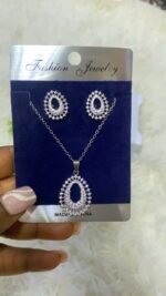 ROYAL BLOOM ZIRCONIA EARRING AND CHAIN SET DESIGN SILVER - Image 17