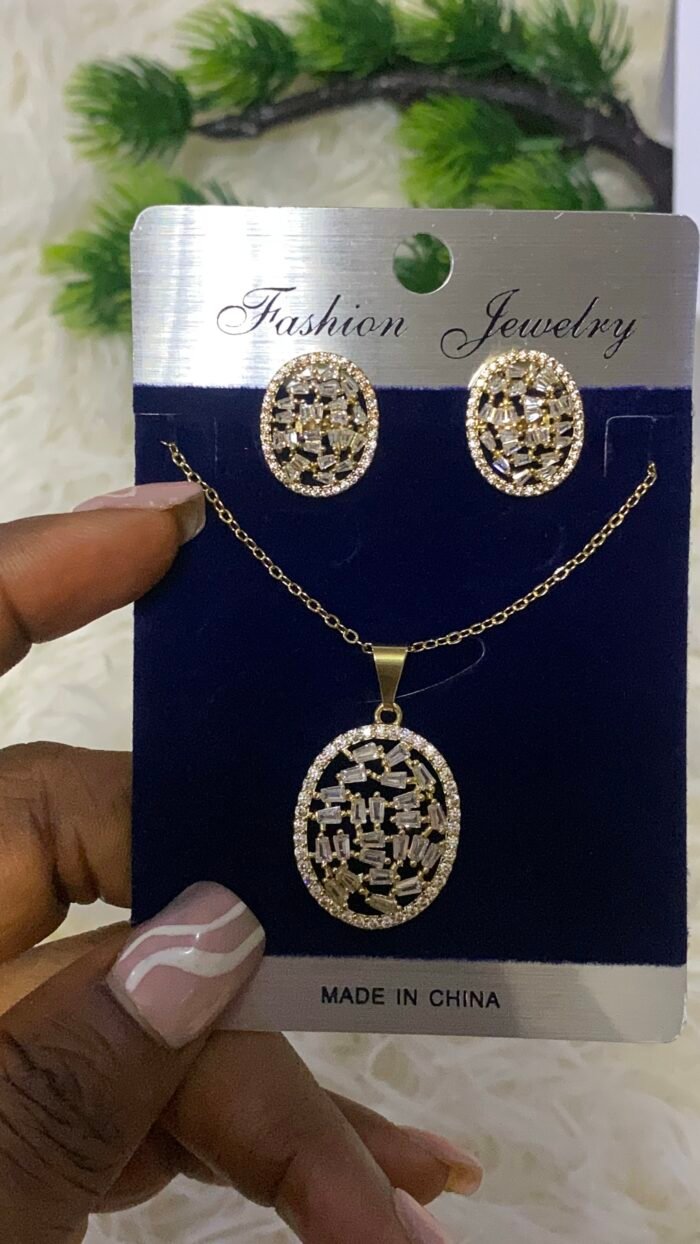 ROYAL BLOOM ZIRCONIA EARRING AND CHAIN SET DESIGN GOLD - Image 10