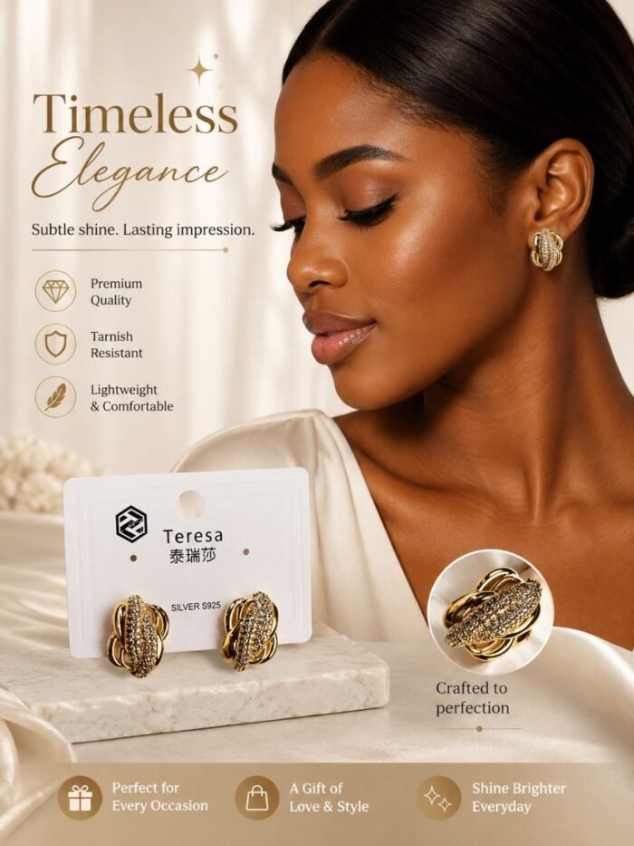 QUALITY NON TARNISH GOLD TERESA UNIQUE DESIGNS EARRING - Image 5