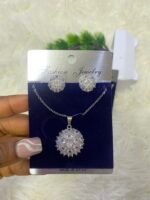 ROYAL BLOOM ZIRCONIA EARRING AND CHAIN SET DESIGN SILVER - Image 21