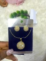 ROYAL BLOOM ZIRCONIA EARRING AND CHAIN SET DESIGN GOLD - Image 8